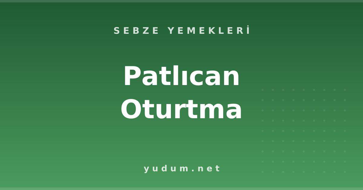 Patlıcan Oturtma