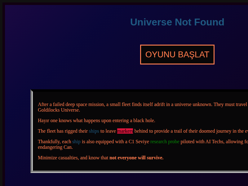 Universe Not Found