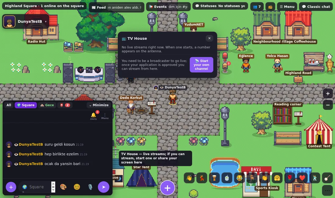The TV House window: live streams and the streamer application