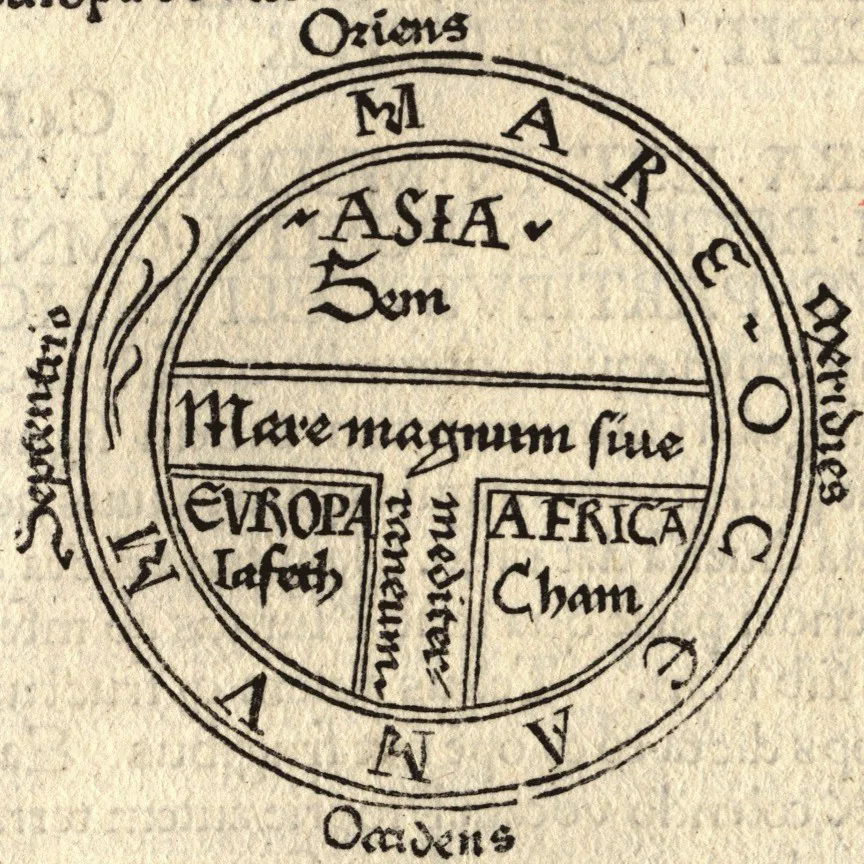 Isidorus'un Etymologiae kitabının 1472 Augsburg baskısındaki T-O dünya şeması