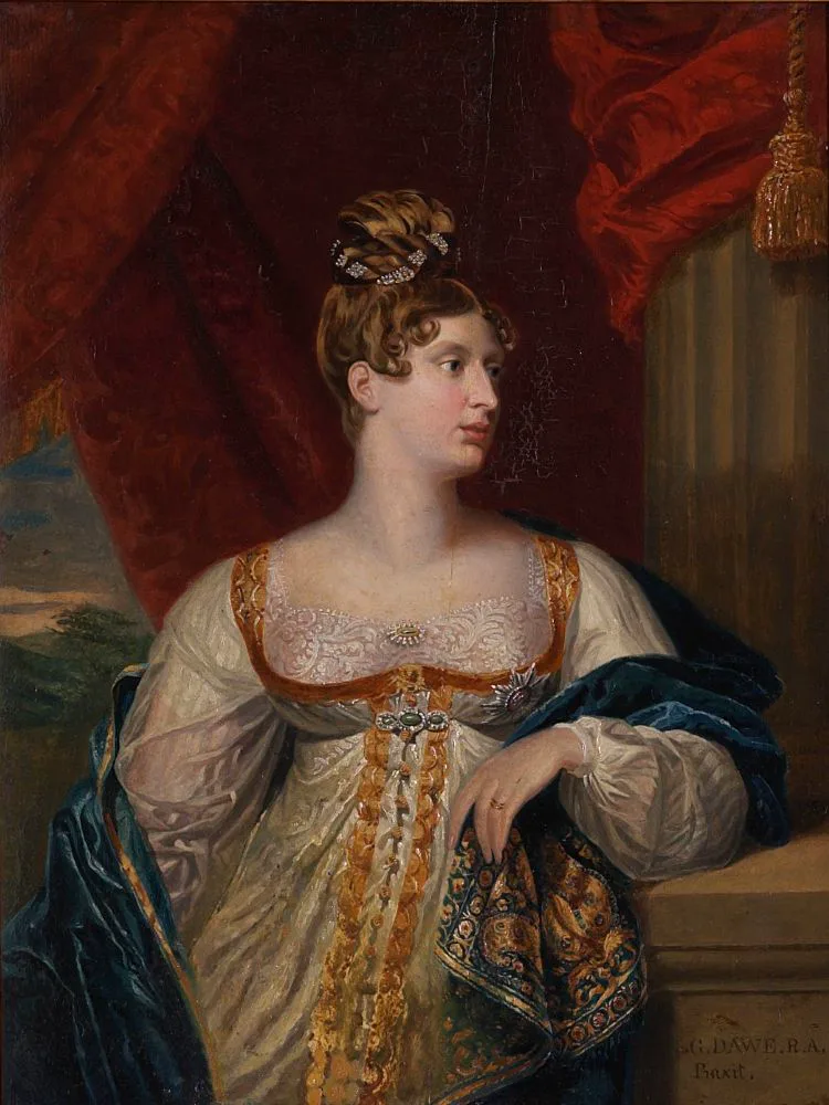 George Dawe'nin 1817'de yaptığı Prenses Charlotte portresi; prenses romanı Ocak 1812'de okuyup kendini Marianne'e benzetmişti