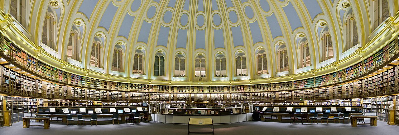British Museum'un yuvarlak Okuma Salonu; Wilde'ın 1879'dan 1895'e kadar okuru olduğu salon bugün müzenin parçası