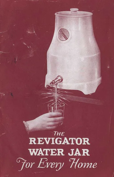 1930'lara ait Revigator reklamı: her eve bir radyoaktif su kabı