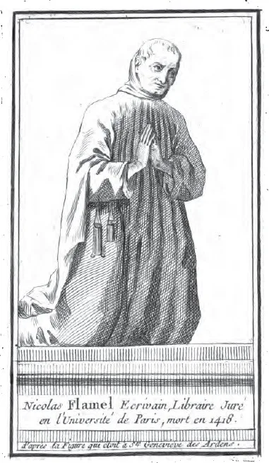 Étienne François Villain'in 1761 tarihli kitabındaki Flamel gravürü