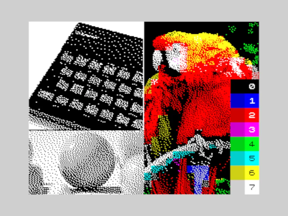 ZX Spectrum'un sekiz renkli ekran cikisini gosteren ornek gorsel