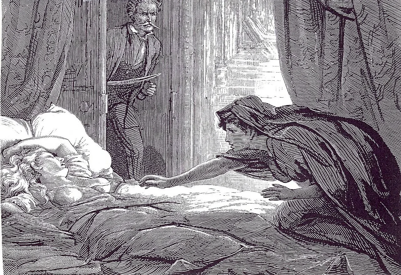 David Henry Friston'ın Carmilla öyküsü için çizdiği resim, öykü ilk yayımlandığında dergide yer aldı