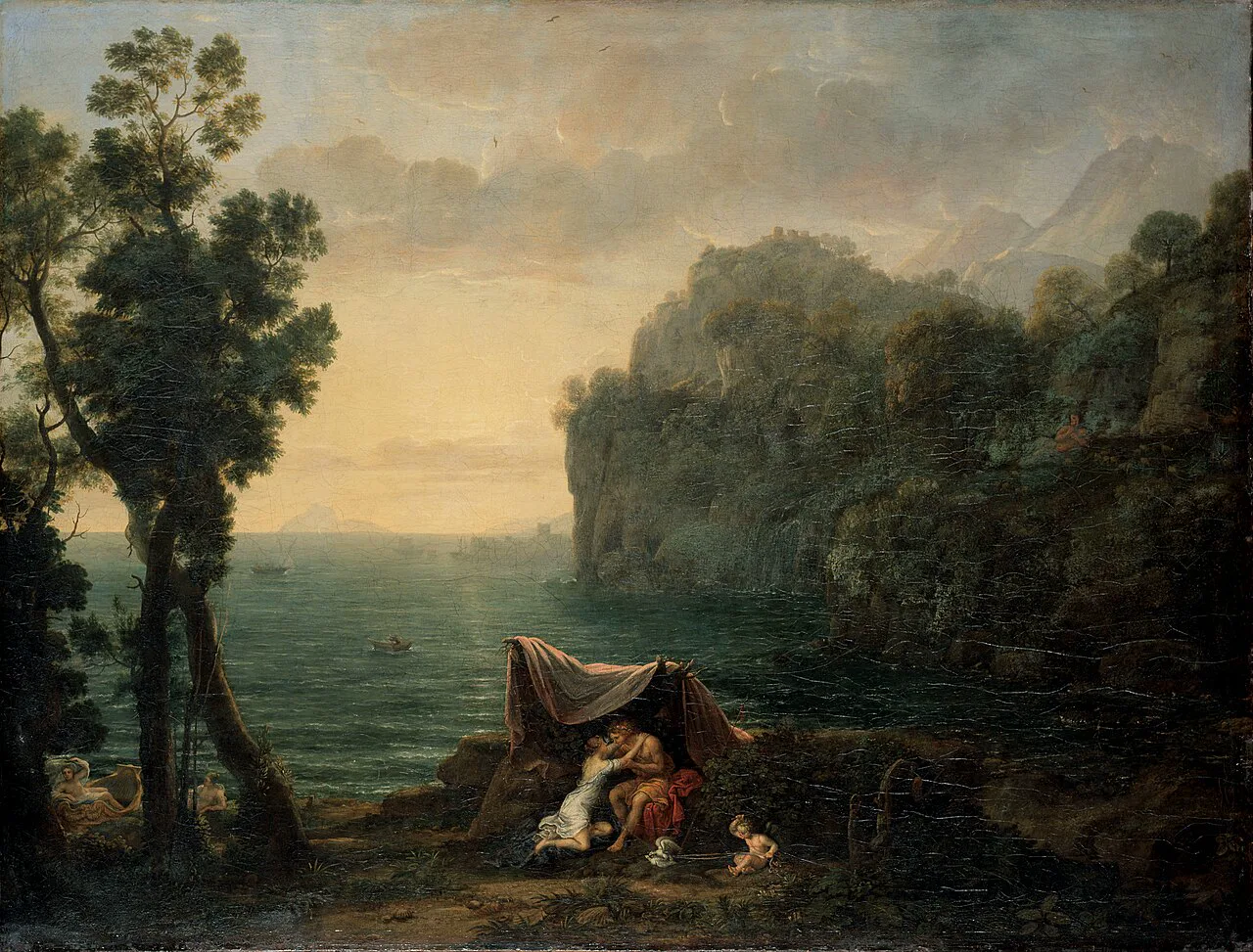 Claude Lorrain'in 1657 tarihli Acis ve Galatea tablosu; Dostoyevski'nin iki kahramanı ona Altın Çağ der