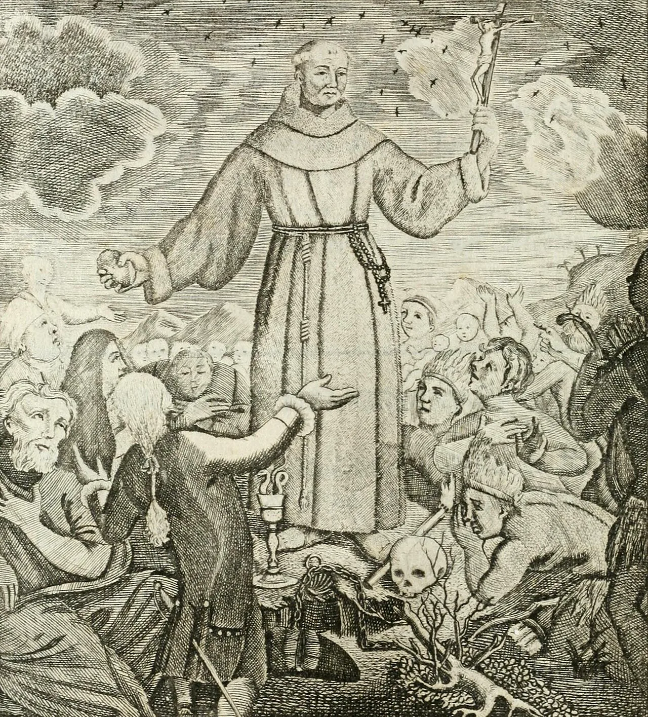 Junípero Serra'nın 1787 tarihli gravürü, Francisco Palóu'nun yaşamöyküsünde yayımlandı