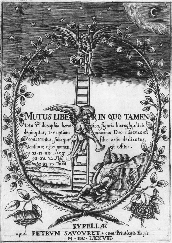 Mutus Liber'in 1677 La Rochelle baskısının başlık levhası