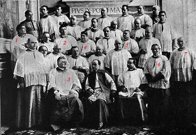 Sistine Şapeli korosunun 4 Mart 1898 tarihli resmi topluluk fotoğrafı