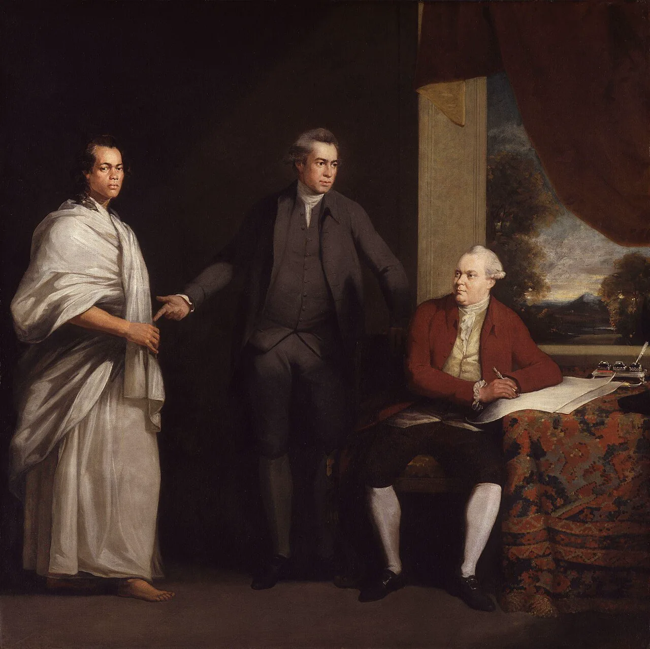 William Parry'nin 1775-76 civarında yaptığı tabloda Mai, doğa bilimciler Joseph Banks ve Daniel Solander ile birlikte