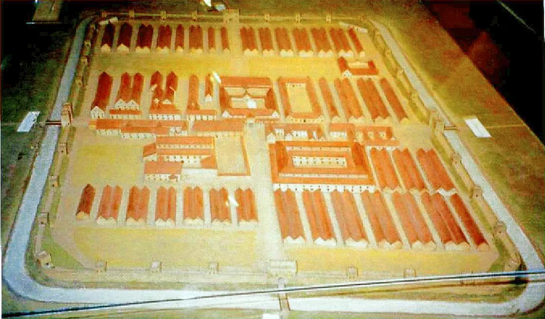 Lauriacum lejyon kalesinin 3. yüzyıldaki hali, Enns'teki Lauriacum Müzesi'ndeki maketten