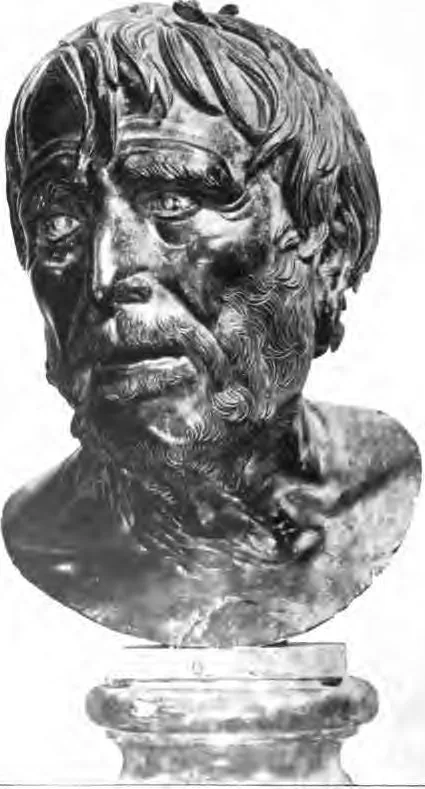 Herculaneum'da 1754'te bulunan ve uzun süre Seneca sanılan bronz büst