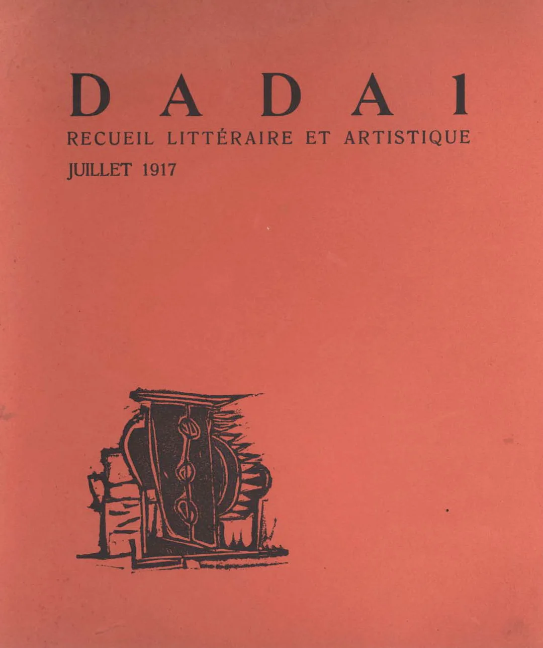 Tristan Tzara'nın çıkardığı Dada dergisinin 1917 tarihli kapağı; kapaktaki iş Marcel Janco'ya ait